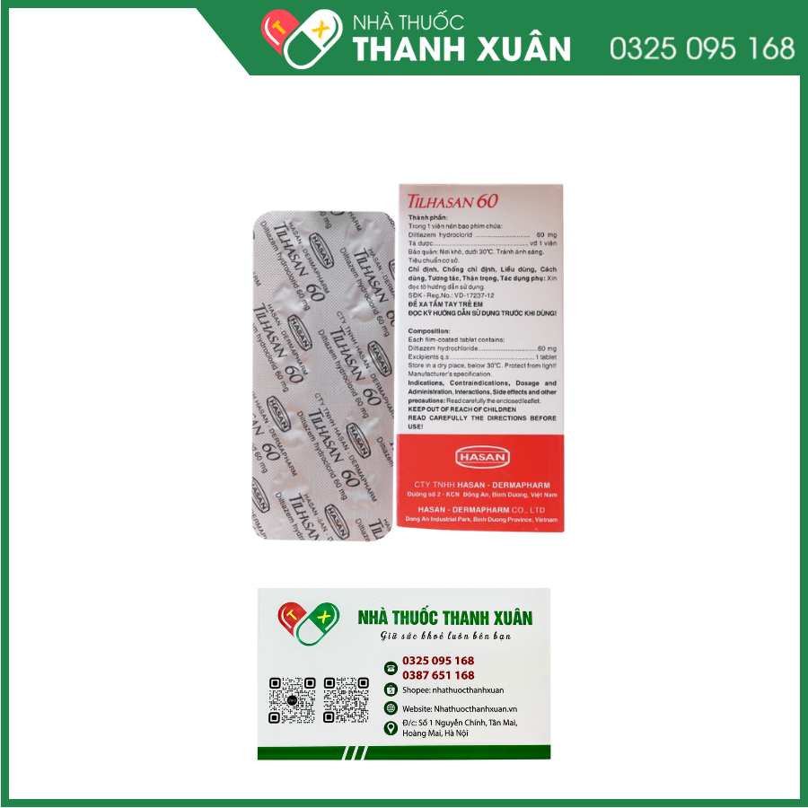 Tilhasan 60 điều trị tăng huyết áp, điều trị và dự phòng cơn đau thắt ngực
